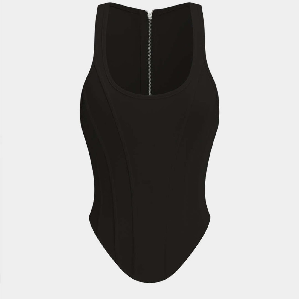 Black Sleeveless Corset Bodysuit
